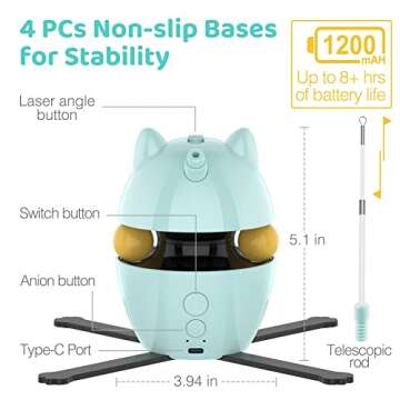 Biubiucat Cat Toys for Indoor Cats: Rechargeable Automatic Interactive Cat Toy - Electric Robotic Kitten Feather Toys - Adjustable Laser angle for Exercise, Play Alone, Chasing