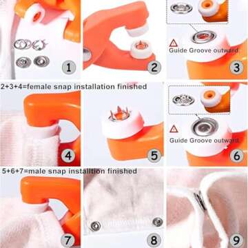 100 Sets of Metal Snaps Buttons, Metal Snaps Buttons with Fastener Pliers Press Tool Kit, Five Claw Buckle Installation Tool Set for Clothing Leather Sewing