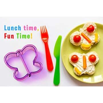 FUNUTTERS Sandwich Cutters for Kids with Cute Food Picks, 20 pc. Set, Animal Cutouts for Cookies, PBJ Sandwiches, Vegetables, Fruit, and Bento Box Lunches, Mini and Reusable