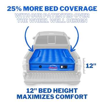 Pittman Outdoors PPI 102 AirBedz Original Truck Bed Air Mattress for 6'-6.5' Full Sized Short Truck Bed, Blue