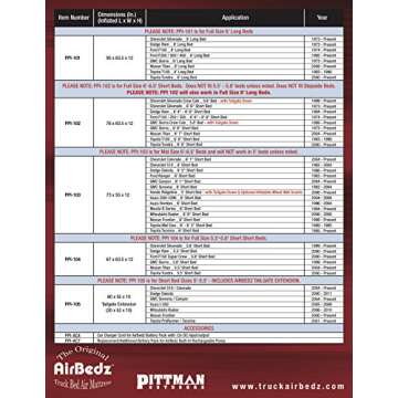 Pittman Outdoors PPI 102 AirBedz Original Truck Bed Air Mattress for 6'-6.5' Full Sized Short Truck Bed, Blue
