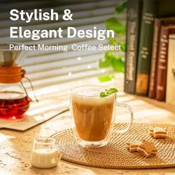 Sweese Double Walled Coffee Mugs - 12.5 oz Clear Coffee Mugs, Glass, Set of 4, Perfect for Cappuccino, Latte, Americano, Tea Bag, Beverage