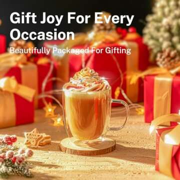 Sweese Double Walled Coffee Mugs - 12.5 oz Clear Coffee Mugs, Glass, Set of 4, Perfect for Cappuccino, Latte, Americano, Tea Bag, Beverage