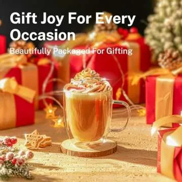 Sweese Double Walled Coffee Mugs - 12.5 oz Clear Coffee Mugs, Glass, Set of 4, Perfect for Cappuccino, Latte, Americano, Tea Bag, Beverage