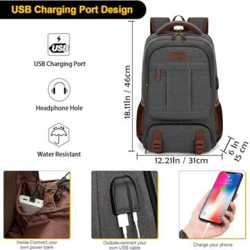 Tzowla Canvas Laptop Backpack,Bag for Men Women,Travel Work Rucksack Fits 15.6 Inch Laptop, Bookbag ...