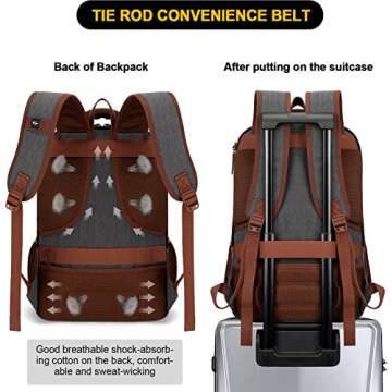 Tzowla Canvas Laptop Backpack,Bag for Men Women,Travel Work Rucksack Fits 15.6 Inch Laptop, Bookbag with USB Charging Port-Dark Grey