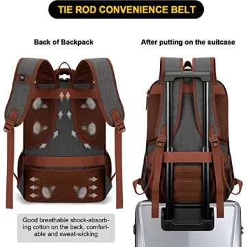 Tzowla Canvas Laptop Backpack,Bag for Men Women,Travel Work Rucksack Fits 15.6 Inch Laptop, Bookbag with USB Charging Port-Dark Grey