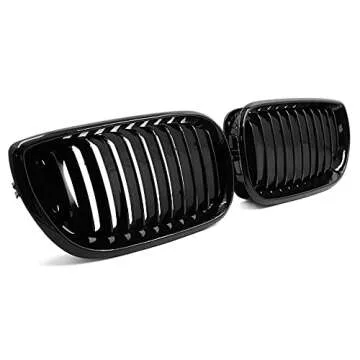 uxcell 2pcs Glossy Black Front Hood Kidney Grille Grill for BMW E46 2002-2005 4D Sedan 320i 325i 325xi 330i 330xi