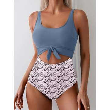 Eomenie Women's One Piece Swimsuit Tummy Control Slimming Bathing Suit Cutout Tie Knot Swimwear