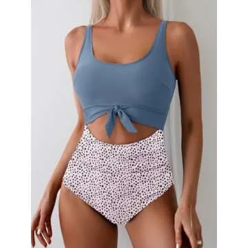 Eomenie Women's One Piece Swimsuit Tummy Control Slimming Bathing Suit Cutout Tie Knot Swimwear