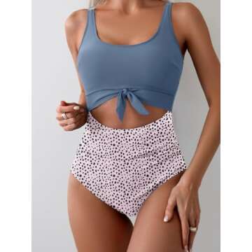 Eomenie Women's One Piece Swimsuit Tummy Control Slimming Bathing Suit Cutout Tie Knot Swimwear