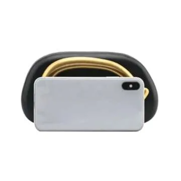 Tasysain Women PU Leather Metal Handle Handbag Trendy Commuting Compact Stone Purse Hand-held Causal Shoulder Clutch Bag (Black)