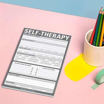 Knock Knock Self-Therapy , Checklist Note Pad for Step-by-Step Stress Relief (Gray), 6 x 9-inches