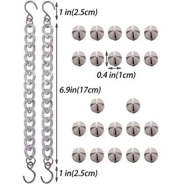 GIDDITZ 24PCS Metal Shoe Chains Punk Rivet Cone Spike Shoe Charms Bling Chain Decoration Sandals for Women Girls Man Party Favors Birthday Gifts Sliver