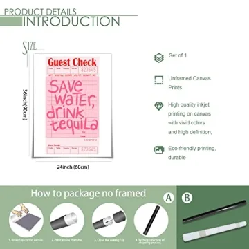 Funny Pink Tequila Canvas Wall Art for Stylish Decor