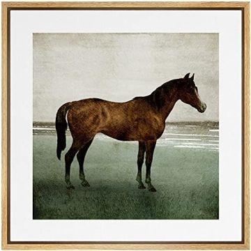 SIGNWIN Framed Canvas Print Wall Art Vintage Farmer's Horse Minimalist Landscape Nature Wilderness I...