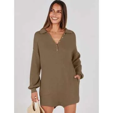Stylish Caracilia Women Sweater Romper with Pockets for Fall