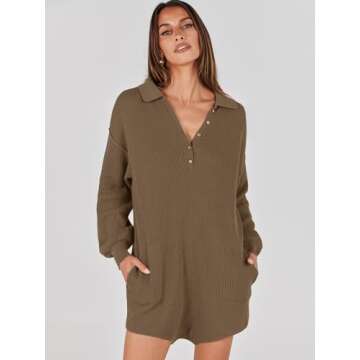 Stylish Caracilia Women Sweater Romper with Pockets for Fall
