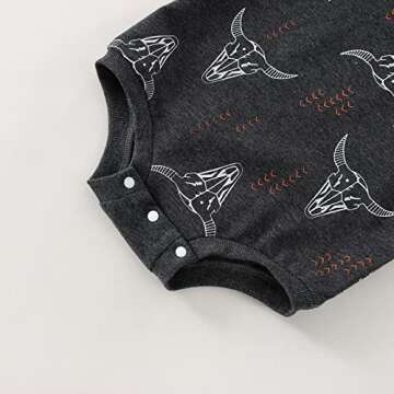 Omkzanbi Western Baby Girl Boy Clothes Sweatshirt Romper Cow Printed Bodysuit Long Sleeve Onesie Newborn Fall Winter Outfits (Dark Grey cow printed, 0-6 Months)