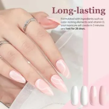 Modelones Dip Powder Nail Kit Starter, 4 Colors Nude Pink Bubble Bath Glitter Snow White Skin Nail Dip Powder Kit with Dip Powder Liquid Set Base Top Activator DIY Kit