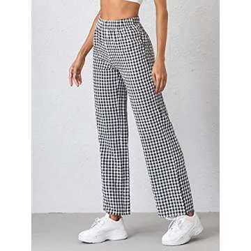 Stylish Gingham Trousers for Women - High Waisted Comfort
