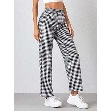 Stylish Gingham Trousers for Women - High Waisted Comfort