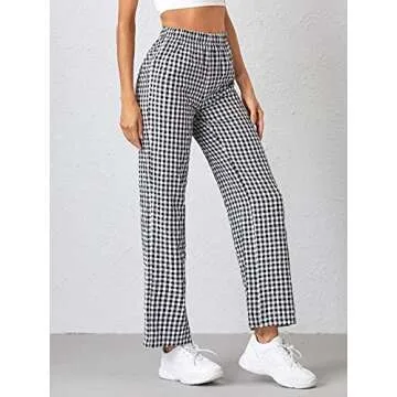Stylish Gingham Trousers for Women - High Waisted Comfort