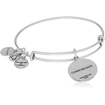 Alex and Ani Blueprint Expandable Bangle for Women, Cosmic Balance II Charm, Rafaelian Silver Finish...