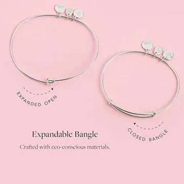 Alex and Ani Blueprint Expandable Bangle for Women, Cosmic Balance II Charm, Rafaelian Silver Finish, 2 to 3.5 in