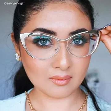 Voogueme Cat Eye Silver Blue Light Blocking Glasses