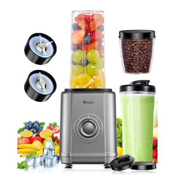 VEWIOR 1200W Blender for Shakes and Smoothies, Personal Blender with 6-Edge Blade, 22oz*2 BPA Free T...