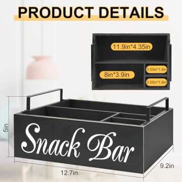 Rustic Snack Organizer with Handles for Kitchen & Pantry