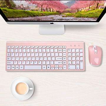 cimetech Wireless Keyboard and Mouse Combo - Pink