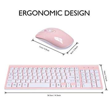 cimetech Wireless Keyboard and Mouse Combo - Pink