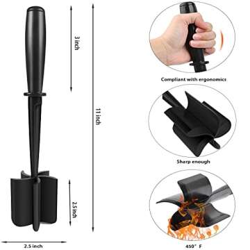 Premium Heat Resistant Hamburger Chopper - Nylon Meat Masher Tool for Ground Beef, Masher and Fork i...