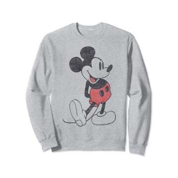Disney Mickey & Friends Mickey Mouse Vintage Portrait Sweatshirt, Grey, Small