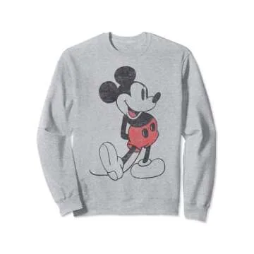Disney Mickey & Friends Mickey Mouse Vintage Portrait Sweatshirt, Grey, Small