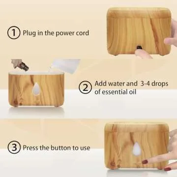 Flame Diffuser for Essential Oils, 200ml Ultrasonic Aroma Diffusers with Cool Mist, Aromatherapy Diffuser with Auto-Off Protection, Small Humidifier for Home,Office,Bedroom,Gift (Wooden Grain)