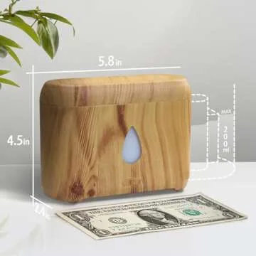 Flame Diffuser for Essential Oils, 200ml Ultrasonic Aroma Diffusers with Cool Mist, Aromatherapy Diffuser with Auto-Off Protection, Small Humidifier for Home,Office,Bedroom,Gift (Wooden Grain)