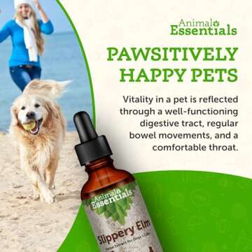 Animal Essentials Slippery Elm - Herbal Extract for Dogs and Cats, Promotes Healthy Digestion, Bowel Function, Certified Organic Herbs, All Natural, Respiratory Health, Liquid Formula - 1 Fl Oz