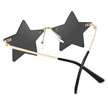FEISEDY Rimless Star Shape Sunglasses Women Men Personality Pentagram Party Glasses Trendy Color Eyewear B2833