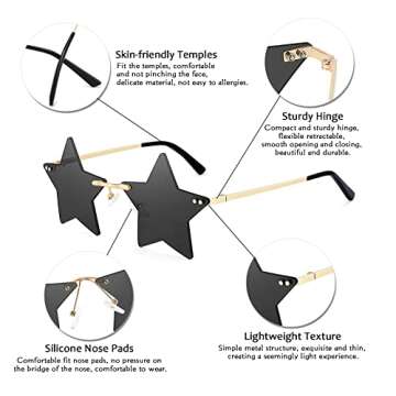 FEISEDY Rimless Star Shape Sunglasses Women Men Personality Pentagram Party Glasses Trendy Color Eyewear B2833