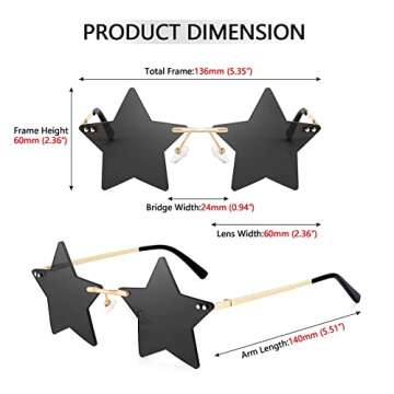 FEISEDY Rimless Star Shape Sunglasses Women Men Personality Pentagram Party Glasses Trendy Color Eyewear B2833