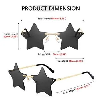 FEISEDY Rimless Star Shape Sunglasses Women Men Personality Pentagram Party Glasses Trendy Color Eyewear B2833