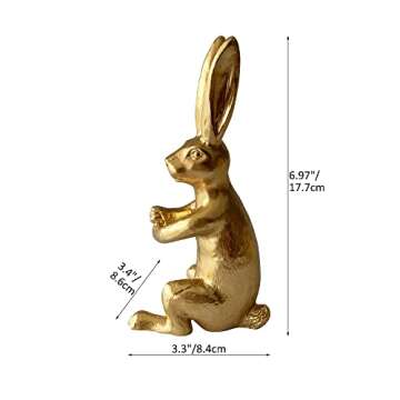 Pewery Golden Rabbit Statue, Handmade Animal Figurine for Home Decor