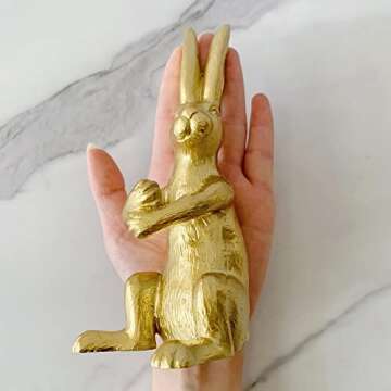 Pewery Golden Rabbit Statue – Elegant Home Decor Piece