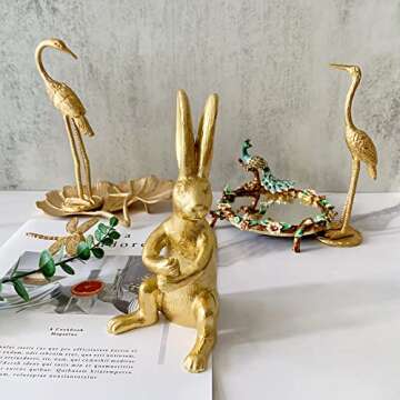 Pewery Golden Rabbit Statue – Elegant Home Decor Piece