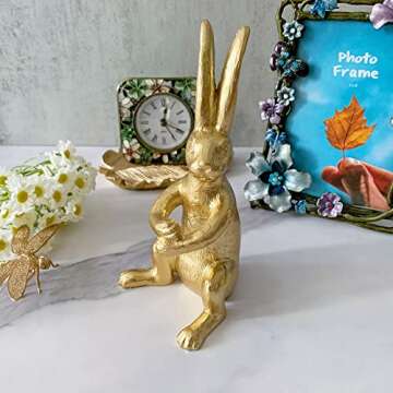 Pewery Golden Rabbit Statue – Elegant Home Decor Piece