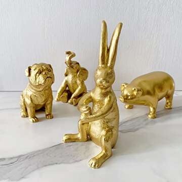 Pewery Golden Rabbit Statue – Elegant Home Decor Piece