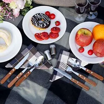 Picnic Backpack for 4 Person Picnic Set with Insulated Bag and Waterproof Picnic Blanket for Family Outdoor Camping - Khaki